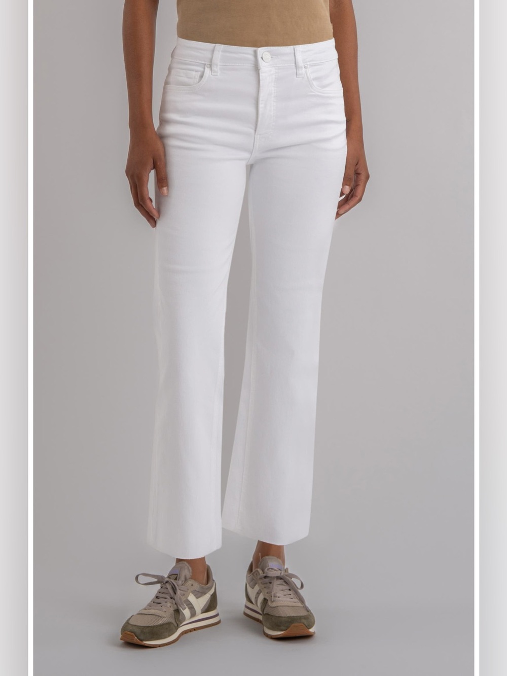 KUT from the Kloth Kelsey High Rise Ankle Flare Jeans Optic White Size 10
